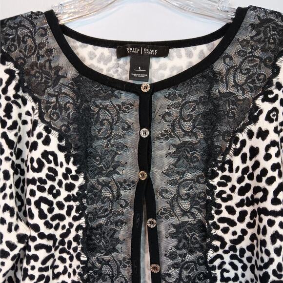 EUC White House Black Market Animal Print & Lace Cardigan L - Picture 3 of 4